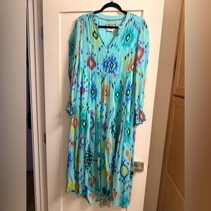 Gorgeous Anthropologie Patterned Teal Maxi Dress